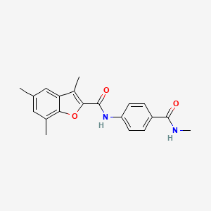 molecular formula C20H20N2O3 B12171212 2-Benzofurancarboxamide, 3,5,7-trimethyl-N-[4-[(methylamino)carbonyl]phenyl]- CAS No. 2108487-22-3