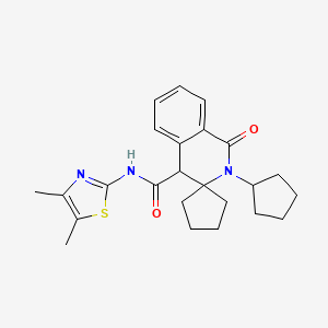 molecular formula C24H29N3O2S B12171218 2'-cyclopentyl-N-(4,5-dimethyl-1,3-thiazol-2-yl)-1'-oxo-1',4'-dihydro-2'H-spiro[cyclopentane-1,3'-isoquinoline]-4'-carboxamide 