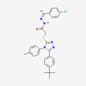 2-[[5-(4-tert-butylphenyl)-4-(4-methylphenyl)-1,2,4-triazol-3-yl]sulfanyl]-N-[(E)-(4-chlorophenyl)methylideneamino]acetamide