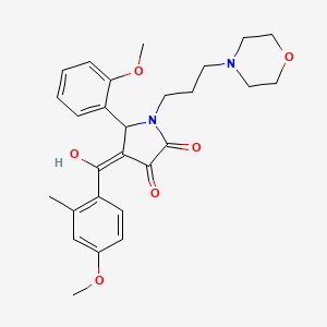 molecular formula C27H32N2O6 B12171287 3-hydroxy-4-(4-methoxy-2-methylbenzoyl)-5-(2-methoxyphenyl)-1-[3-(4-morpholinyl)propyl]-1,5-dihydro-2H-pyrrol-2-one 