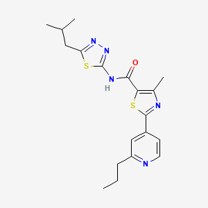 4-methyl-N-[(2E)-5-(2-methylpropyl)-1,3,4-thiadiazol-2(3H)-ylidene]-2-(2-propylpyridin-4-yl)-1,3-thiazole-5-carboxamide