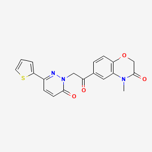 molecular formula C19H15N3O4S B12171310 4-methyl-6-{[6-oxo-3-(thiophen-2-yl)pyridazin-1(6H)-yl]acetyl}-2H-1,4-benzoxazin-3(4H)-one 