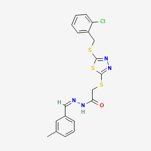 2-[[5-[(2-chlorophenyl)methylsulfanyl]-1,3,4-thiadiazol-2-yl]sulfanyl]-N-[(E)-(3-methylphenyl)methylideneamino]acetamide