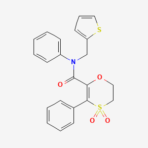 N,3-diphenyl-N-(thiophen-2-ylmethyl)-5,6-dihydro-1,4-oxathiine-2-carboxamide 4,4-dioxide