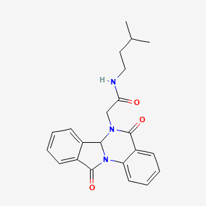 molecular formula C22H23N3O3 B12171438 2-(5,11-dioxo-6a,11-dihydroisoindolo[2,1-a]quinazolin-6(5H)-yl)-N-(3-methylbutyl)acetamide 