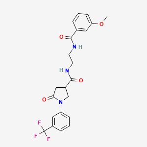 molecular formula C22H22F3N3O4 B12171442 N-(2-{[(3-methoxyphenyl)carbonyl]amino}ethyl)-5-oxo-1-[3-(trifluoromethyl)phenyl]pyrrolidine-3-carboxamide 