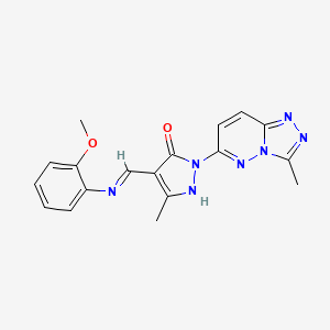 (4E)-4-{[(2-methoxyphenyl)amino]methylidene}-5-methyl-2-(3-methyl[1,2,4]triazolo[4,3-b]pyridazin-6-yl)-2,4-dihydro-3H-pyrazol-3-one