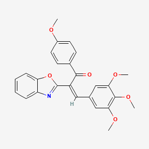 molecular formula C26H23NO6 B12171680 (2Z)-2-(1,3-benzoxazol-2-yl)-1-(4-methoxyphenyl)-3-(3,4,5-trimethoxyphenyl)prop-2-en-1-one 