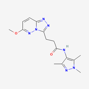 molecular formula C15H19N7O2 B12171701 3-(6-methoxy-[1,2,4]triazolo[4,3-b]pyridazin-3-yl)-N-(1,3,5-trimethyl-1H-pyrazol-4-yl)propanamide 