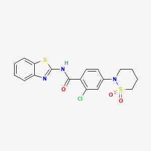 molecular formula C18H16ClN3O3S2 B12171742 N-(1,3-benzothiazol-2-yl)-2-chloro-4-(1,1-dioxido-1,2-thiazinan-2-yl)benzamide 