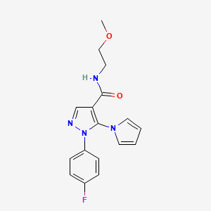 molecular formula C17H17FN4O2 B12171802 1-(4-fluorophenyl)-N-(2-methoxyethyl)-5-(1H-pyrrol-1-yl)-1H-pyrazole-4-carboxamide 