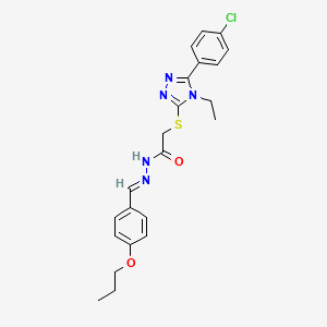 2-{[5-(4-chlorophenyl)-4-ethyl-4H-1,2,4-triazol-3-yl]sulfanyl}-N'-[(E)-(4-propoxyphenyl)methylidene]acetohydrazide