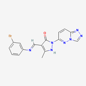 (4E)-4-{[(3-bromophenyl)amino]methylidene}-5-methyl-2-([1,2,4]triazolo[4,3-b]pyridazin-6-yl)-2,4-dihydro-3H-pyrazol-3-one