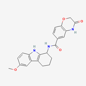 molecular formula C22H21N3O4 B12171876 3-hydroxy-N-(6-methoxy-2,3,4,9-tetrahydro-1H-carbazol-1-yl)-2H-1,4-benzoxazine-6-carboxamide 