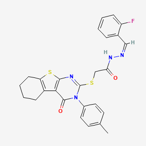 N'-[(Z)-(2-fluorophenyl)methylidene]-2-{[3-(4-methylphenyl)-4-oxo-3,4,5,6,7,8-hexahydro[1]benzothieno[2,3-d]pyrimidin-2-yl]sulfanyl}acetohydrazide