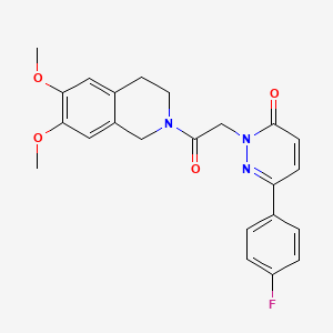 molecular formula C23H22FN3O4 B12171890 2-(2-(6,7-dimethoxy-3,4-dihydroisoquinolin-2(1H)-yl)-2-oxoethyl)-6-(4-fluorophenyl)pyridazin-3(2H)-one 