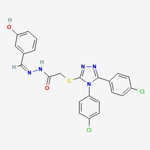 molecular formula C23H17Cl2N5O2S B12171929 2-[[4,5-bis(4-chlorophenyl)-1,2,4-triazol-3-yl]sulfanyl]-N-[(E)-(3-hydroxyphenyl)methylideneamino]acetamide 