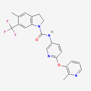 molecular formula C22H19F3N4O2 B1217195 5-methyl-N-[6-(2-methylpyridin-3-yl)oxypyridin-3-yl]-6-(trifluoromethyl)-2,3-dihydroindole-1-carboxamide CAS No. 200940-22-3