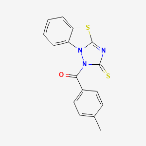 molecular formula C16H11N3OS2 B1217199 (4-methylphenyl)(2-sulfanylidene[1,2,4]triazolo[5,1-b][1,3]benzothiazol-1(2H)-yl)methanone 