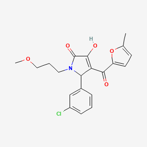 molecular formula C20H20ClNO5 B12172026 (4E)-5-(3-chlorophenyl)-4-[hydroxy(5-methylfuran-2-yl)methylidene]-1-(3-methoxypropyl)pyrrolidine-2,3-dione 