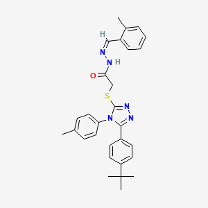 molecular formula C29H31N5OS B12172075 2-[[5-(4-tert-butylphenyl)-4-(4-methylphenyl)-1,2,4-triazol-3-yl]sulfanyl]-N-[(E)-(2-methylphenyl)methylideneamino]acetamide 