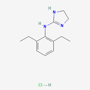 molecular formula C13H20ClN3 B1217211 Benzenamine, 2,6-diethyl-N-2-imidazolidinylidene-, monohydrochloride CAS No. 59465-42-8