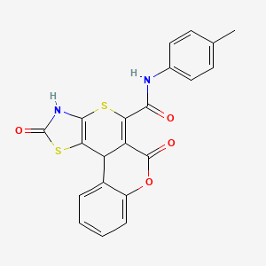 (6,10-dioxo(9H,11bH-1,3-thiazolino[5',4'-6,5]thiino[3,4-c]chromen-7-yl))-N-(4-methylphenyl)carboxamide