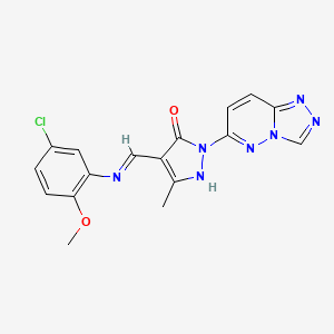 (4E)-4-{[(5-chloro-2-methoxyphenyl)amino]methylidene}-5-methyl-2-([1,2,4]triazolo[4,3-b]pyridazin-6-yl)-2,4-dihydro-3H-pyrazol-3-one