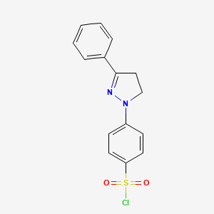 molecular formula C15H13ClN2O2S B1217223 Benzenesulfonyl chloride, 4-(4,5-dihydro-3-phenyl-1H-pyrazol-1-yl)- CAS No. 41479-13-4