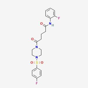 molecular formula C21H23F2N3O4S B12172233 N-(2-fluorophenyl)-5-(4-((4-fluorophenyl)sulfonyl)piperazin-1-yl)-5-oxopentanamide 