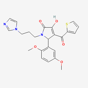 molecular formula C23H23N3O5S B12172285 5-(2,5-Dimethoxyphenyl)-3-hydroxy-1-(3-imidazolylpropyl)-4-(2-thienylcarbonyl)-3-pyrrolin-2-one 