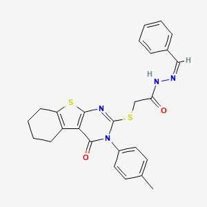 2-{[3-(4-methylphenyl)-4-oxo-3,4,5,6,7,8-hexahydro[1]benzothieno[2,3-d]pyrimidin-2-yl]sulfanyl}-N'-[(Z)-phenylmethylidene]acetohydrazide