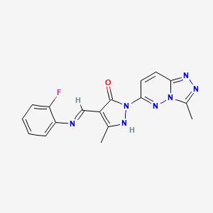 (4E)-4-{[(2-fluorophenyl)amino]methylidene}-5-methyl-2-(3-methyl[1,2,4]triazolo[4,3-b]pyridazin-6-yl)-2,4-dihydro-3H-pyrazol-3-one