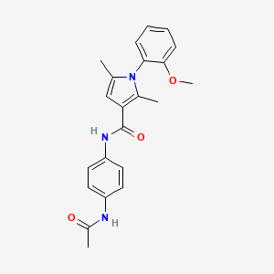 molecular formula C22H23N3O3 B12172351 N-[4-(acetylamino)phenyl]-1-(2-methoxyphenyl)-2,5-dimethyl-1H-pyrrole-3-carboxamide 