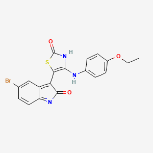 molecular formula C19H14BrN3O3S B12172380 (3E)-5-bromo-3-{(4Z)-4-[(4-ethoxyphenyl)imino]-2-oxo-1,3-thiazolidin-5-ylidene}-1,3-dihydro-2H-indol-2-one 