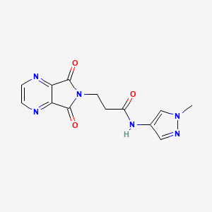 molecular formula C13H12N6O3 B12172389 3-(5,7-dioxo-5,7-dihydro-6H-pyrrolo[3,4-b]pyrazin-6-yl)-N-(1-methyl-1H-pyrazol-4-yl)propanamide 