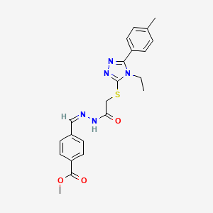 molecular formula C22H23N5O3S B12172440 methyl 4-[(E)-[[2-[[4-ethyl-5-(4-methylphenyl)-1,2,4-triazol-3-yl]sulfanyl]acetyl]hydrazinylidene]methyl]benzoate 