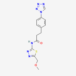 molecular formula C14H15N7O2S B12172488 3-(4-(1H-tetrazol-1-yl)phenyl)-N-(5-(methoxymethyl)-1,3,4-thiadiazol-2-yl)propanamide 