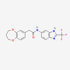 molecular formula C19H16F3N3O3 B12172506 2-(3,4-dihydro-2H-1,5-benzodioxepin-7-yl)-N-[2-(trifluoromethyl)-1H-benzimidazol-5-yl]acetamide 