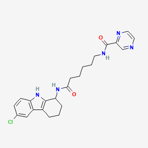 molecular formula C23H26ClN5O2 B12172602 N-(6-((6-chloro-2,3,4,9-tetrahydro-1H-carbazol-1-yl)amino)-6-oxohexyl)pyrazine-2-carboxamide 