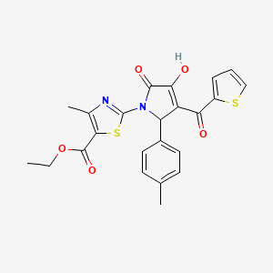 molecular formula C23H20N2O5S2 B12172615 ethyl 2-[(3E)-3-[hydroxy(thiophen-2-yl)methylidene]-2-(4-methylphenyl)-4,5-dioxopyrrolidin-1-yl]-4-methyl-1,3-thiazole-5-carboxylate 