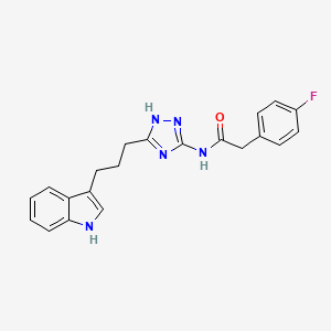 molecular formula C21H20FN5O B12172640 2-(4-fluorophenyl)-N-{3-[3-(1H-indol-3-yl)propyl]-1H-1,2,4-triazol-5-yl}acetamide 