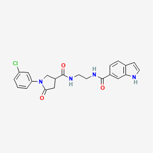 molecular formula C22H21ClN4O3 B12172842 N-[2-({[1-(3-chlorophenyl)-5-oxopyrrolidin-3-yl]carbonyl}amino)ethyl]-1H-indole-6-carboxamide 