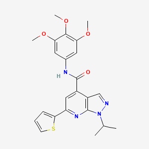 1-(propan-2-yl)-6-(thiophen-2-yl)-N-(3,4,5-trimethoxyphenyl)-1H-pyrazolo[3,4-b]pyridine-4-carboxamide