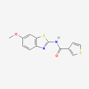 molecular formula C13H10N2O2S2 B12172976 N-(6-methoxy-1,3-benzothiazol-2-yl)thiophene-3-carboxamide 