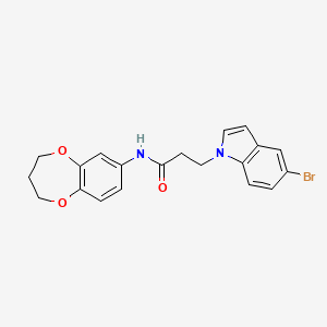 molecular formula C20H19BrN2O3 B12173107 3-(5-bromo-1H-indol-1-yl)-N-(3,4-dihydro-2H-1,5-benzodioxepin-7-yl)propanamide 