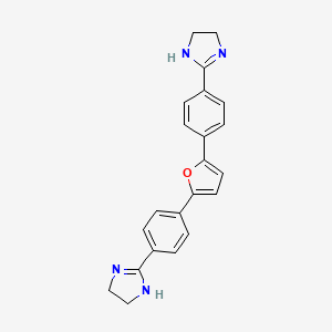 molecular formula C22H20N4O B1217314 1H-Imidazole, 2,2'-(2,5-furandiyldi-4,1-phenylene)bis[4,5-dihydro- CAS No. 80498-71-1