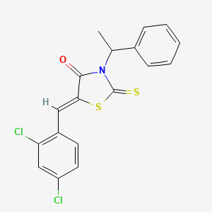 molecular formula C18H13Cl2NOS2 B12173168 (5Z)-5-[(2,4-dichlorophenyl)methylidene]-3-(1-phenylethyl)-2-sulfanylidene-1,3-thiazolidin-4-one 