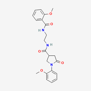 molecular formula C22H25N3O5 B12173175 1-(2-methoxyphenyl)-N-(2-{[(2-methoxyphenyl)carbonyl]amino}ethyl)-5-oxopyrrolidine-3-carboxamide 