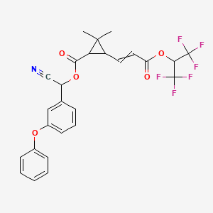molecular formula C26H21F6NO5 B1217328 Cyclopropanecarboxylic acid, 2,2-dimethyl-3-[(1Z)-3-oxo-3-[2,2,2-trifluoro-1-(trifluoromethyl)ethoxy]-1-propenyl]-, (S)-cyano(3-phenoxyphenyl)methyl ester, (1R,3S)- 